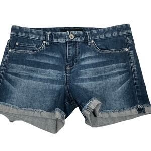 Calvin Klein Dark Wash Jean Shorts Embroidered Pockets Rolled Cut-Offs Size 8/29